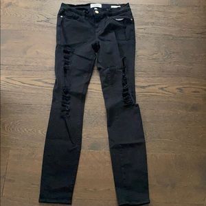 Frame Denim Black Ripped Jeans